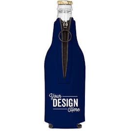 Foldable Foam Zipper Bottle Cooler - Color: Navy