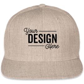 Yupoong Flat Bill Snapback Hat - Color: Heather Grey