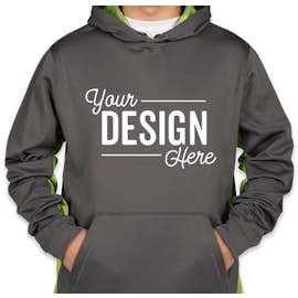 Sport-Tek CamoHex Colorblock Performance Pullover Hoodie - Color: Dark Smoke Grey / Lime Shock