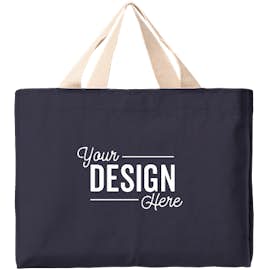 Bayside USA-Made Medium Gusseted 100% Cotton Canvas Tote - Color: Navy