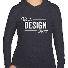 Anvil Women's Hooded Long Sleeve T-shirt - Color: Heather Dark Grey
