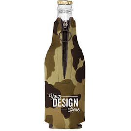 Foldable Foam Zipper Bottle Cooler - Color: Tan Camo