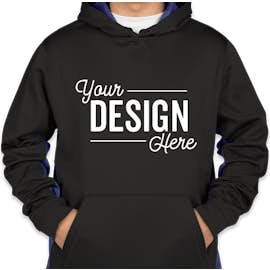 Sport-Tek CamoHex Colorblock Performance Pullover Hoodie - Color: Black / True Royal