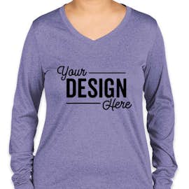 Sport-Tek Women's Heather Contender Long Sleeve V-Neck Performance Shirt - Color: True Royal Heather
