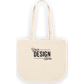 Large Natural Gusseted 100% Cotton Canvas Tote - Color: Natural