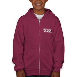 Hanes Youth EcoSmart 50/50 Zip Hoodie - Color: Maroon