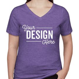 Bella + Canvas Women's Tri-Blend V-Neck T-shirt - Color: Purple Triblend