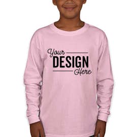Gildan Youth Ultra Cotton Long Sleeve T-shirt - Color: Light Pink