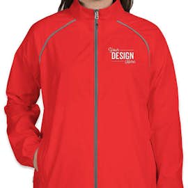 Elevate Women's Egmont Packable Contrast Zipper Windbreaker - Color: Team Red / Steel Grey