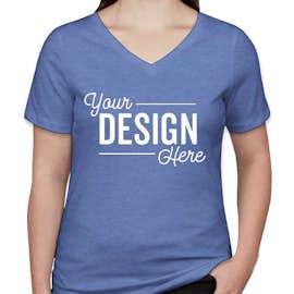 Bella + Canvas Women's Tri-Blend V-Neck T-shirt - Color: Blue Triblend