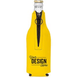 Foldable Foam Zipper Bottle Cooler - Color: Yellow