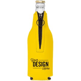 Foldable Foam Zipper Bottle Cooler - Color: Yellow