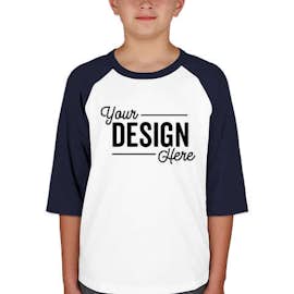 Sport-Tek Youth Raglan T-shirt - Color: White / Navy