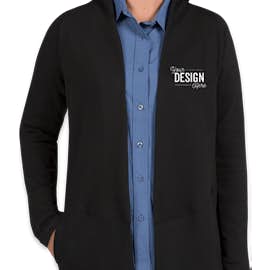 Port Authority Women's Premium Interlock Cardigan - Color: Deep Black / Charcoal Heather