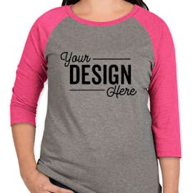 District Women's Tri-Blend Raglan T-shirt - Color: Fuchsia Frost / Grey Frost