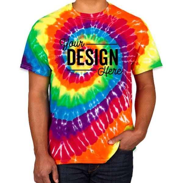 Custom Dyenomite 100 Cotton Rainbow Tie Dye T Shirt Design Short Sleeve T Shirts Online At Customink Com Custom Dyenomite 100 Cotton Rainbow Tie Dye T Shirt Design Short Sleeve T Shirts Online At Customink Com