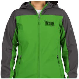Port Authority Women's Contrast Hooded Soft Shell Jacket - Color: Vine Green / Battleship Grey