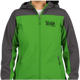 Port Authority Women's Contrast Hooded Soft Shell Jacket - Color: Vine Green / Battleship Grey