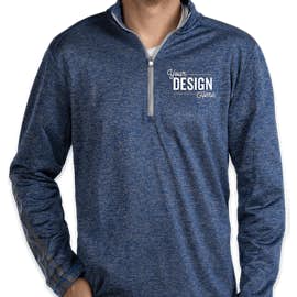 Adidas Brushed Terry Heather Quarter Zip Pullover - Color: Collegiate Royal Heather / Mid Grey