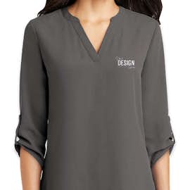 Port Authority Women's 3/4 Sleeve Tunic Blouse - Color: Sterling Grey