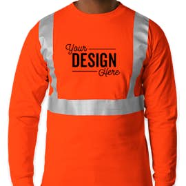 Bayside USA-Made Reflective 100% Cotton Long Sleeve T-shirt - Color: Orange