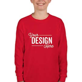 Canada - Gildan Youth 100% Cotton Long Sleeve T-shirt - Color: Red