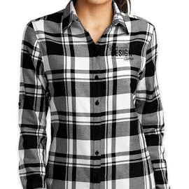 Port Authority Women's Plaid Flannel Shirt - Color: Snow White / Black