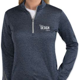Adidas Women's Brushed Terry Heather Quarter Zip Pullover - Color: Navy Heather / Mid Grey