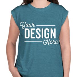 Bella + Canvas Women's Flowy Rolled Cuff T-shirt - Color: Heather Deep Teal