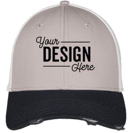 New Era 39THIRTY Distressed Stretch Fit Mesh Hat - Color: Deep Navy / Grey / White