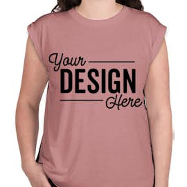 Bella + Canvas Women's Flowy Rolled Cuff T-shirt - Color: Mauve