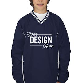 Sport-Tek Youth Tipped V-Neck Windshirt - Color: True Navy / White