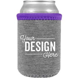 Heathered Jersey Neoprene Can Cooler - Color: Charcoal Gray / Purple / Purple