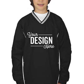 Sport-Tek Youth Tipped V-Neck Windshirt - Color: Black / White