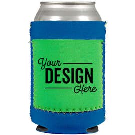 Neoprene Can Cooler with Pocket - Color: Royal Blue / Lime / Neon Green