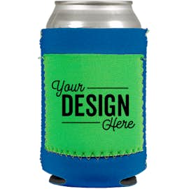 Neoprene Can Cooler with Pocket - Color: Royal Blue / Lime / Neon Green
