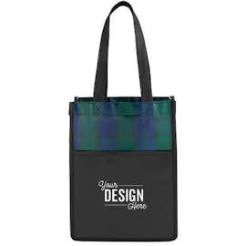 Mini Buffalo Plaid Non-Woven Gift Tote - Color: Blue / Green