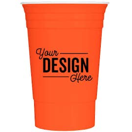 16 oz. Reusable Plastic Party Cup - Color: Neon Orange