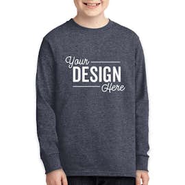 Port & Company Youth Core Cotton Long Sleeve T-shirt - Color: Heather Navy