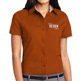 Port Authority Women's Short Sleeve Easy Care Shirt - Color: Texas Orange/Light Stone