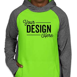 Augusta Colorblock Performance Pullover Hoodie - Color: Graphite Heather / Lime