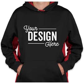Sport-Tek Colorblock Performance Pullover Hoodie - Color: Black / Deep Red