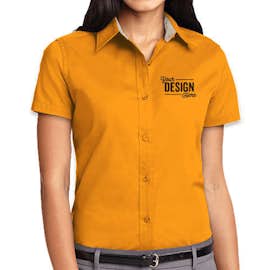 Port Authority Women's Short Sleeve Easy Care Shirt - Color: Athletic Gold/Light Stone