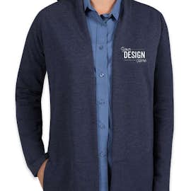 Port Authority Women's Premium Interlock Cardigan - Color: Estate Blue Heather / Charcoal Heather