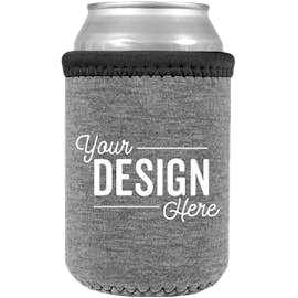 Heathered Jersey Neoprene Can Cooler - Color: Charcoal Gray / Black / Black