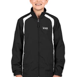 Sport-Tek Youth Full Zip Colorblock Warm-Up Jacket - Color: Black / White