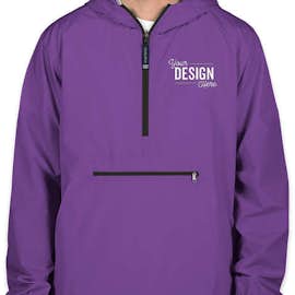 Charles River Pack-N-Go Hooded Packable Anorak - Embroidered - Color: Purple