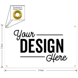 Full Color 5' x 3' Vinyl Banner - Color: White