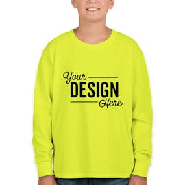 Fruit of the Loom Youth 100% Cotton Long Sleeve T-shirt - Color: Safety Green
