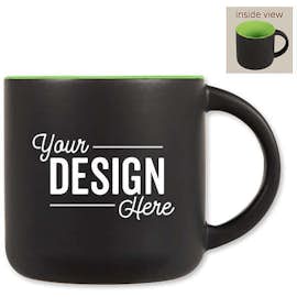 14 oz. Ceramic Two-Tone Black Minolo Mug - Color: Black / Lime